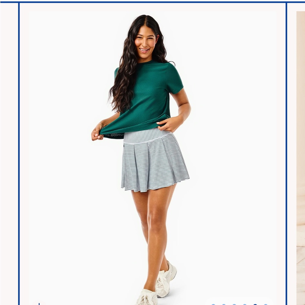 Addison Bay Green and White Striped Skater, Tennis, Pickleball Skirt XL